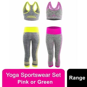 Aquarius Fitness Women Yoga Sportswear Set Green or Pink - Picture 1 of 32