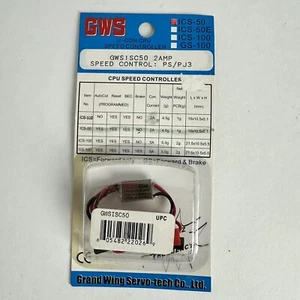 Grand Wing Servo GWS ICS50 2-Amp Brushed Motor Airplane CPU Speed Controller NEW - Picture 1 of 4