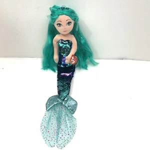 Juguete de peluche TY AZURE Sirena Mar SEQUINS Aqua Ojos verdes Ty Corazón Etiquetas - Imagen 1 de 11