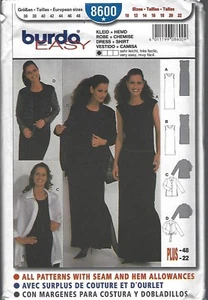 Burda 8600 - Patrón de costura - Chaqueta, camisa, vestido - Todas las tallas 10-22 - sin cortar - Imagen 1 de 2