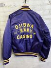 Vintage 80s purple satin jacket Medium Ojibwa Casino WI dice gamble player