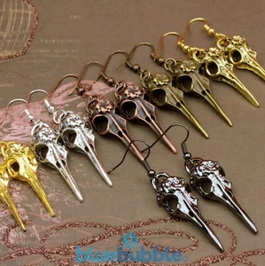 FUNKY VINTAGE KRÄHE SKELETT KOPF OHRRINGE GOTHIC EMO STEAM PUNK RABE VOGEL SKULL - Bild 1 von 14