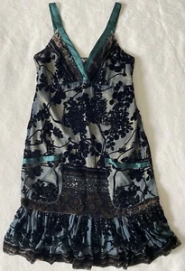 Hale Bob Velvet Luxe Brocade Paisley Black Metallic Gold Pockets Dress S - Picture 1 of 21