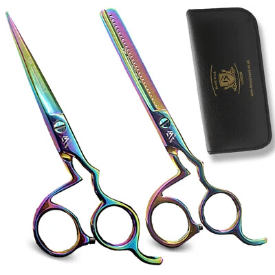 BEAUTYTRACK Juego de 6 tijeras de peluquería profesionales tijeras adelgazantes de peluquería afiladas multi