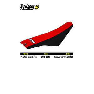 2009-2013 HUSQVARNA WR-CR 125 Seat Cover   BLACK SIDES / RED PLEATED TOP   #139