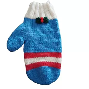 XLChristmas Stocking Mitten Handmade Knit Retro 16" For Boy Dad Husband Vtg - Picture 1 of 20