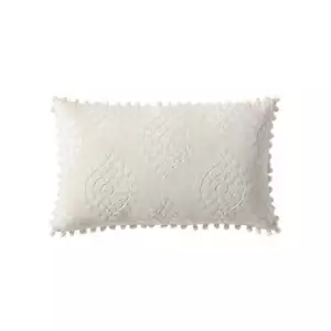 Linen Classique Embroidered Medallion Natural Decorative Pillow - Picture 1 of 12