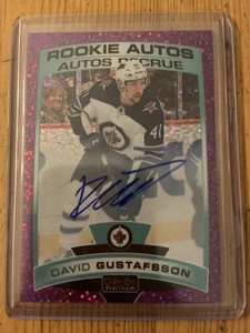 2019-20 O-Pee-Chee Platinum Rookie Autos David Gustafsson Violet Pixels