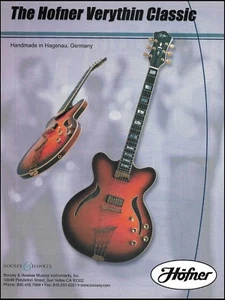 2002 Hofner Verythin Classic original guitar advertisement 8 x 11 ad print - Picture 1 of 3