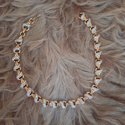 Gargantilla chapada en oro 16 para mujer con collar vintage de cristal de Swarovski estampado Foto 1 de 4