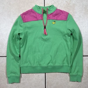 Masters Golf Kids Girls Long Sleeve 1/4 Zip Top Size XS 5-7 Green Pink - Picture 1 of 13