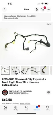 Chevrolet City Express LS 2015-2018 arnés de cables puerta delantera derecha 24124-3lm0a Foto 1 de 4