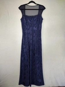 Vestido largo satinado floral azul Victoria's Secret de colección años 80 etiqueta dorada grande - Imagen 1 de 11