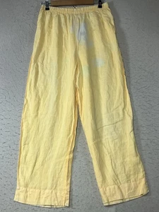 icantoo 100% Linen Orange Pants Size Medium Stain Spots See Pictures - Picture 1 of 12