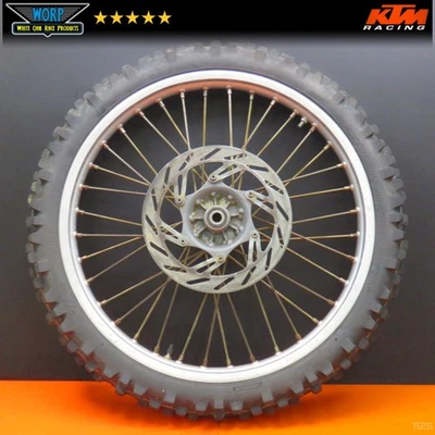 1996 KTM 300 EXC FRONT WHEEL HUB RIM ROTOR SPOKES TIRE ~ GENUINE OEM  - Image 1 of 4