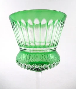THISTLE shape CORDIAL wine glass - Emerald GREEN Cut to Clear - 2 oz., 4" tall - Picture 1 of 12