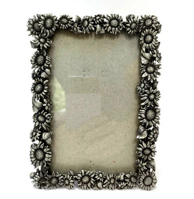 Foto independiente de 3x5 con marco floral de metal de peltre de colección girasoles margaritas Foto 1 de 4