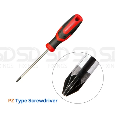 Red POZI Anti-Slip Magnetic Comfort Soft Grip Screwdriver Chrome Vanadium Steel - Image 1 of 4