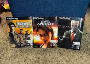 3 Vtg PlayStation Magazine Demo Disc,Hit Man Tomb Raider Commandos Strike Force - Picture 1 of 6