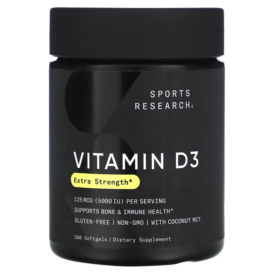 Sports Research Vitamin D3 (5000iu) with Coconut Oil - 360 Softgels