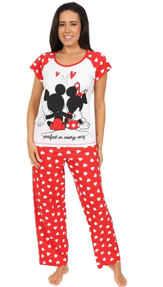 Disney Minnie and Mickey Mouse Perfect In Everyway Long Ladies Pyjamas Pjs