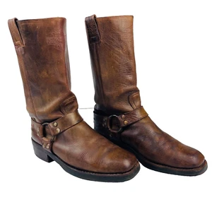 Vintage Harley Davidson Brown Leather Motorbike Boots Mens US 10 - Picture 1 of 12