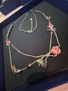 Alice In Wonderland Swarovski Long Necklace Characters Multicolor No box Used - Picture 1 of 4