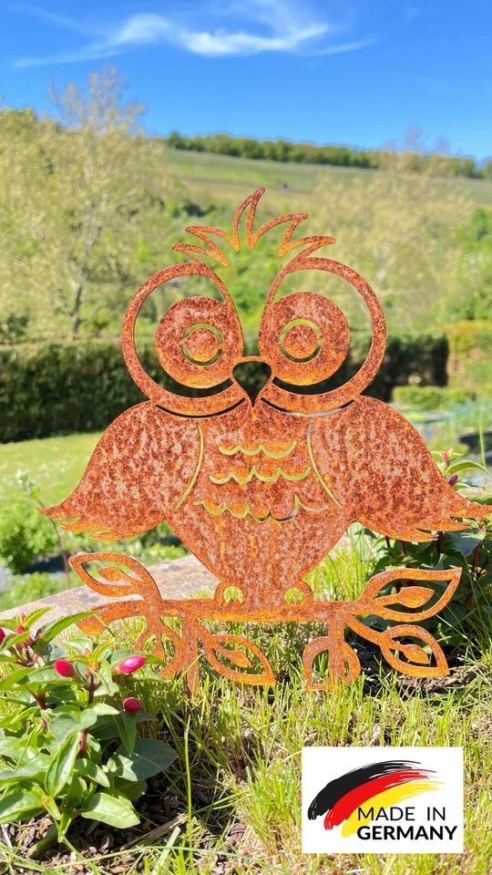 Gartenstecker kleine Eule aus Metall, 33 cm hoch, Gartendeko, ostern, Edelrost - Bild 1 von 3