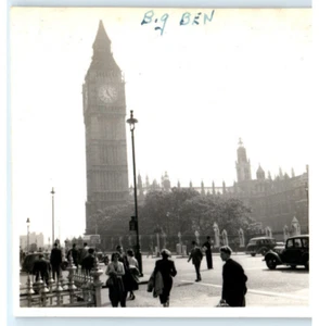 Vintage Foto 1953, Big Ben Street View, mit Touristenverkehr, JNHC 3,5x3,5 - Bild 1 von 2