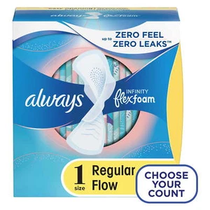 Always Infinity Feminine Pads with Wings,Regular Absorbency, Unscented, 36 Count - Picture 1 of 24