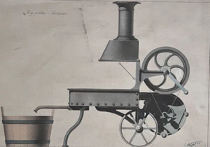 Antique Architecture Drawing Building, Troley, Engineering Machine c. 1850 - Picture 1 of 8