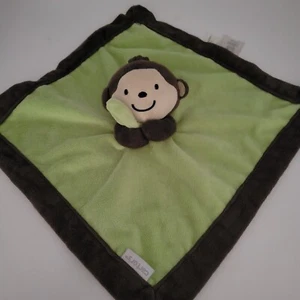 Carter's Monkey Lovey Lime Green with Brown Trim Plush Security Blanket - Picture 1 of 5