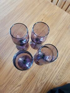4 Purple Vintage plum 6" wine glasses