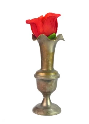 Florero decorativo de escritorio de oficina indio tamaño pequeño de latón (altura 16 cm) G7-1041 Foto 1 de 4