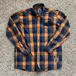 Red Bull KTM Racing Team Shirt Sz 2XL Plaid Button Long Sleeve Motocross - Picture 1 of 5