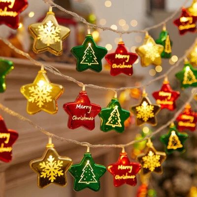 Xmas Tree Hanging Christmas Ball Star Nightlight Atmosphere Decor Garden Lights↷ - Image 1 of 4