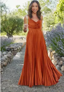 Petal + Pup Naira plissiertes Maxikleid - Sunset Orange Größe 8 - Bild 1 von 17