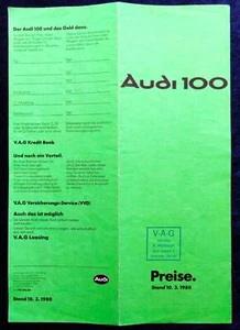 AUDI 100, Typ 43, Preisliste von 3.1980  Audi 100, 100 L, 100 GL, 100 CD - Picture 1 of 2