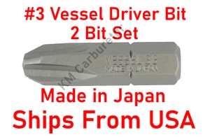2 pcs Genuine Vessel JIS #3 Screwdriver Bit for Japanese Motorcycle Screws NEW - Picture 1 of 5