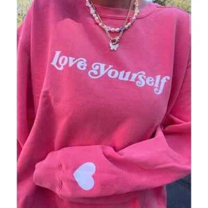 Sunkissed Coconut Comfort Colors Pink Love Yourself Sweatshirt Size XL - Picture 1 of 5
