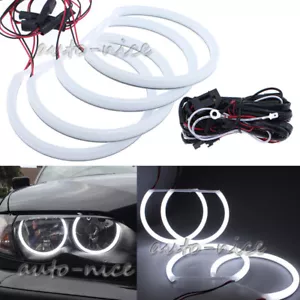 For BMW E46 M3 3 5 Series Cotton LED Angel Eyes Halo Ring Bright White 4Pc 131mm - Picture 1 of 13