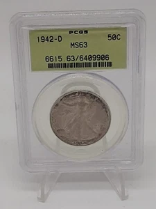 1942 Walking Liberty halber Dollar PCGS MS-63 - Bild 1 von 4