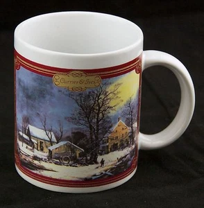 Currier & Ives Tasse - Winter auf dem Land, kalter Morgen von Georg Durrie Tasse EUC - Bild 1 von 6