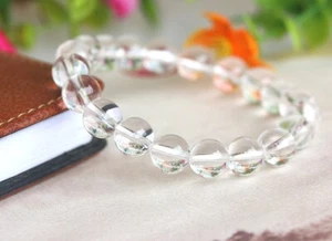 Natural 8mm Crystal Bracelet Yellow Pink Black Coffee White Purple Blue - Picture 1 of 16