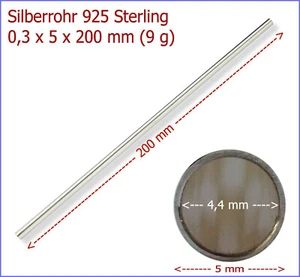 (124,95€/m) SILBERROHR 925 Sterling: Aussen 5mm / Wandstärke 0,3mm / Länge 200mm - Bild 1 von 1