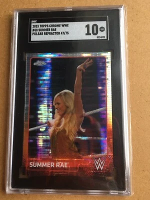 2015 Topps Chrome WWE Summer Rae Pulsar 47/75 SGC 10 Refractor - Image 1 of 3