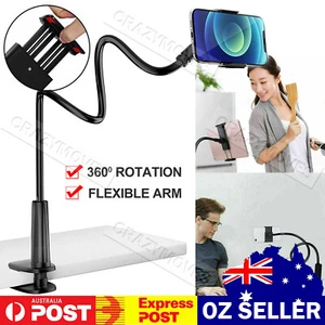 Mobile Phone Flexible 360° Clip Mount Stand Holder Bed Desktop Bracket Clamp VIC - Picture 1 of 13
