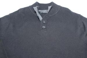 Michael Brandon Black XL Knit 1/4 Button Military Style Long Sleeve Sweater - Picture 1 of 3