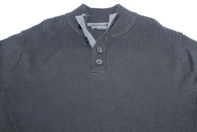 Michael Brandon Black XL Knit 1/4 Button Military Style Long Sleeve Sweater - Image 1 of 3