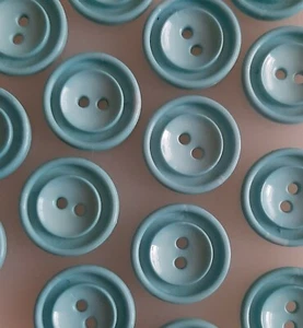 6 x 20mm Large Aqua Ridged Round Plastic Buttons - LF37g - Picture 1 of 1